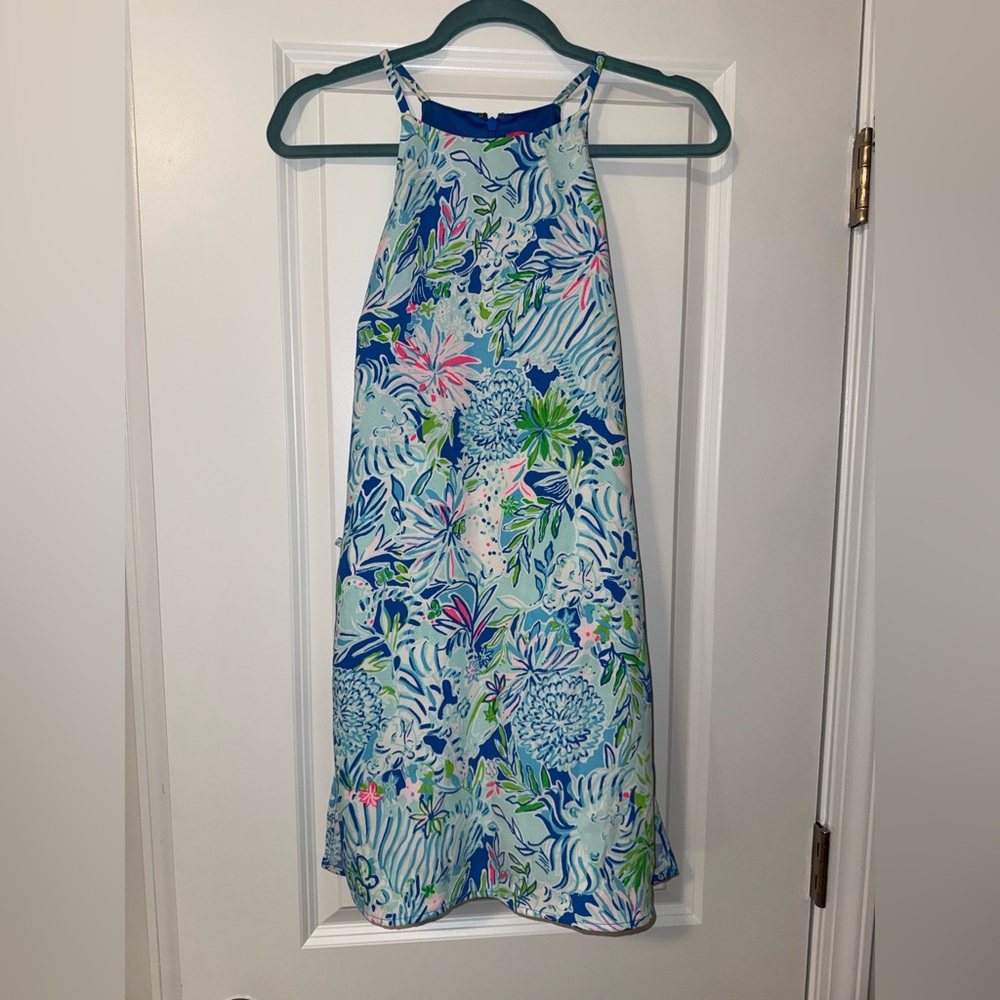 LILLY PULITZER PEARL ROMPER COASTAL BLUE LION AROUND